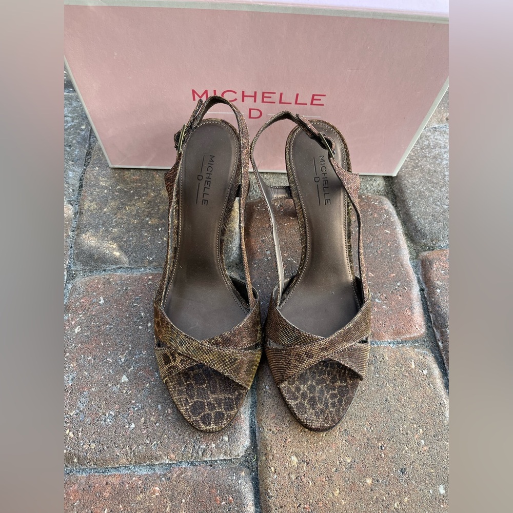 Michelle D Bronze Animal Print High Heels